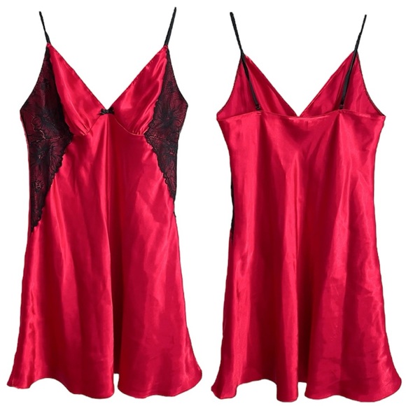 Apt. 9 Babydoll Slip Dress Chemise Medium Red Black Lingerie Babydoll Whimsygoth - Picture 2 of 5